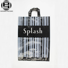 Shiny printed hdpe plastic shopping bag with loop handle